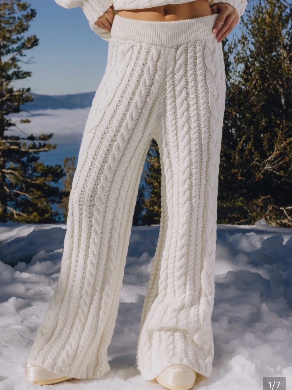 Daily Drills Cable Knit Resort pants in cream M/L